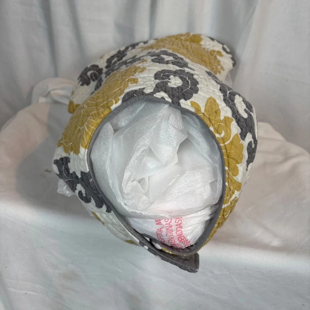 Handmade Quilted Dog Vest Yellow Grey Damask Floral Pet‎ Jacket Small Medium
